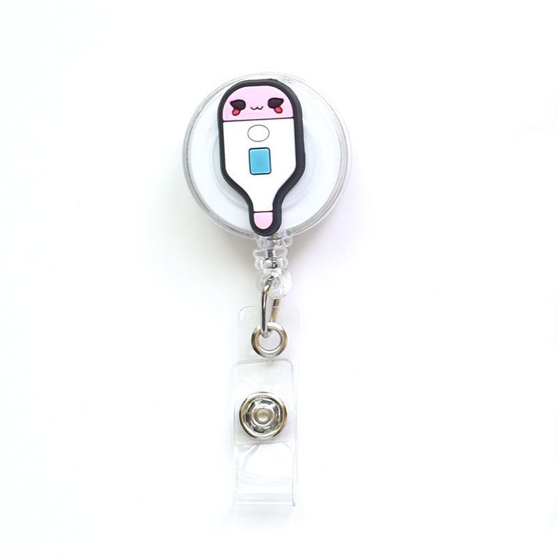 Fivela retrátil médica dos desenhos animados médico enfermeira licença de trabalho cordão criativo fácil de puxar fivela certificado marca nome
