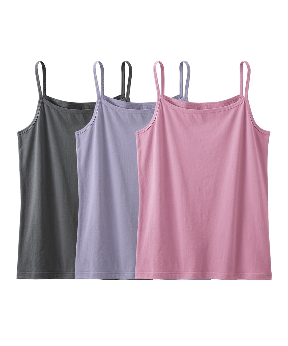 

Nissen Cotton Loose and Size 6L Women s Camisole, Blend, Moisture-Wicking, Quick-Drying, Fit, 3-Pack, Purple, Pink, Charcoal,