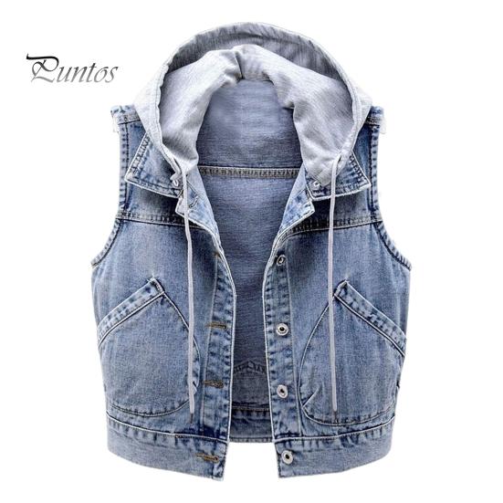 

Осень-весна Женское джинсовое пальто однобортное безрукавное с капюшоном и карманами Свободная куртка с завязками на шнурке Короткий жилет для повседневной носки XXXL светло-синий