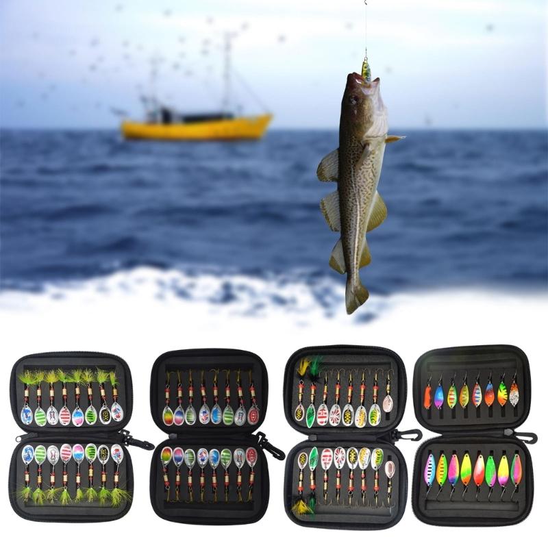 16Pcs Colorful Metal Spinner Baits Set Trout Fishing Lures Sequins Baits  with Hook Hard Metal Baits Crankbaits Endurin