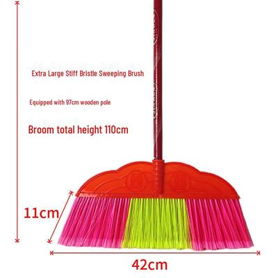 Handun Hard Bristle Broom Set with Wooden Handle