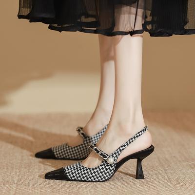 Qiandongge Sandals Women'S Kitten Heel Single Shoes French High Heels Huizhou Women'S Shoes Summer Women'S Back Empty