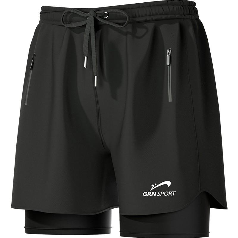 Mens Double-Layer Swim Trunks With UV Protection Quick-Dry Fabric Swimming Diving Surfing Water Sports
