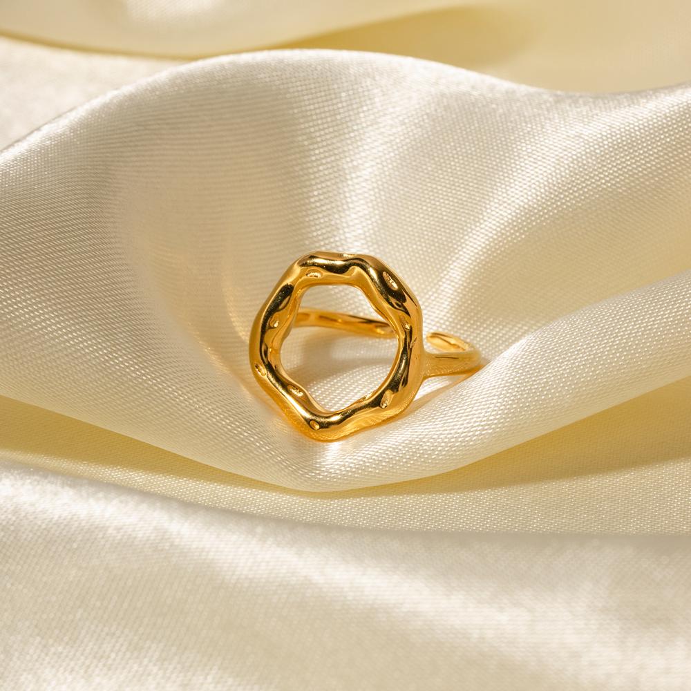 Yori Stainless Steel Hollow Lava Flower Open Ring For Women Fashion Daily Party Metal Comfortable Charm Daily Jewelry