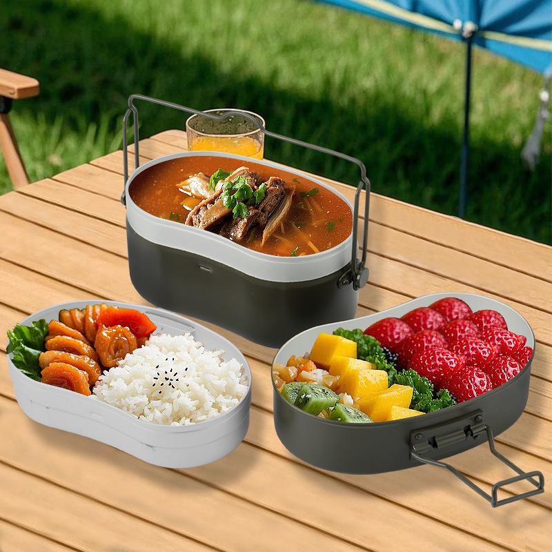 Outdoor CampingMessKit Multifunction Proper Size Aluminium Alloy PortableMilitary  Mess Kit for Camping Hiking Outdoor Cooking