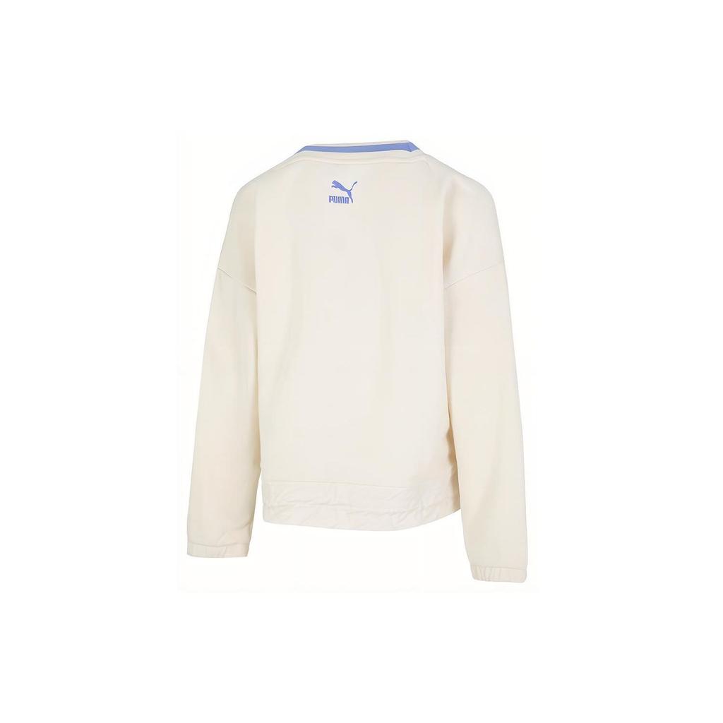 Puma Modna bluza z dekoltem w serek z casualowym nadrukiem logo Damskie topy Biały 537524-65