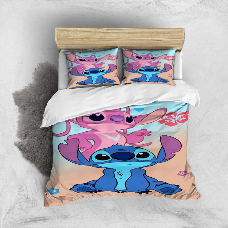 Mini Kawaii (Stitch) Bedding Set, Cartoon Duvet Cover and Pillowcases, Soft and Comfortable, Customizable.
