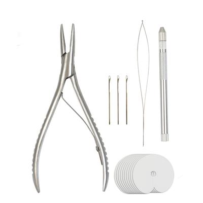 Hair Extensions Tool Kit Extensions Pliers Aluminum Handle Hook Pulling Needle Loop Threader Knitting Needles for Wig Making