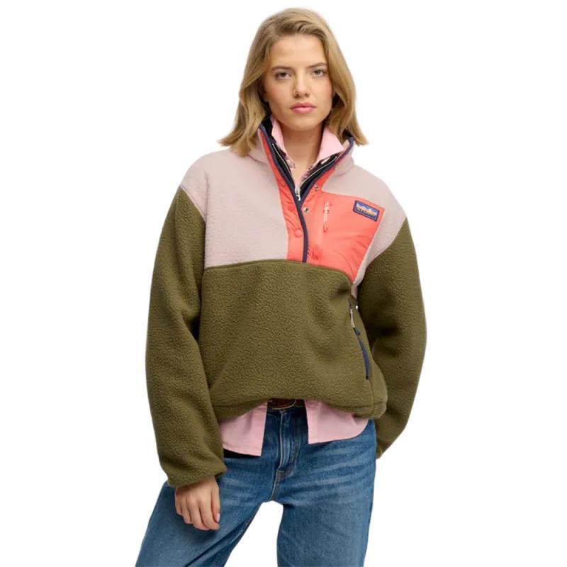 Superdry Damen Grün Fleece Für Colour Block - Bild 3