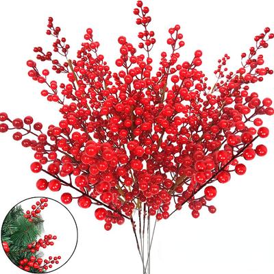 500 stks Kerst Simulatie Berry 14 Bessen Kunstbloem Fruit Kersenplanten Thuis Kerstfeest Decoratie DIY Cadeau