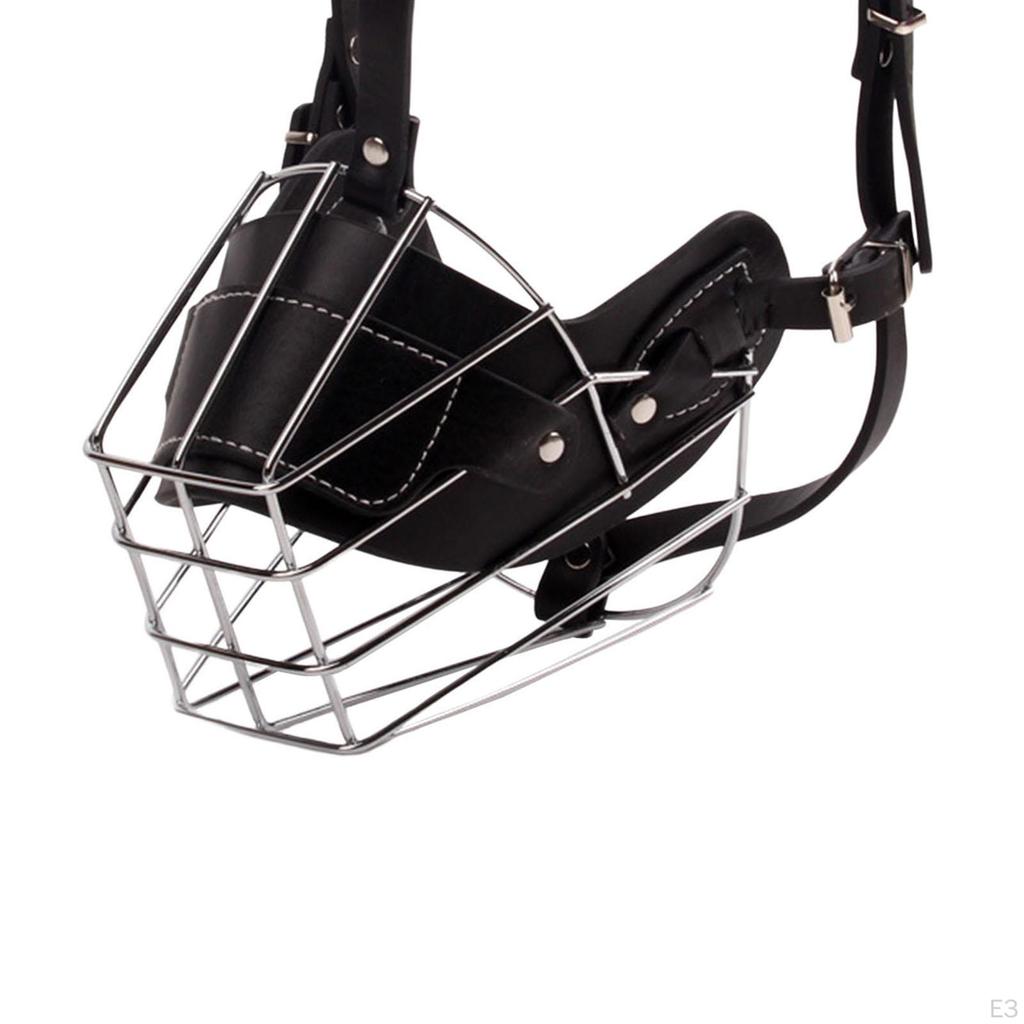 Pet Muzzle for Dog Anti Bite Bark Adjustable Mouth Cover Metal Mask