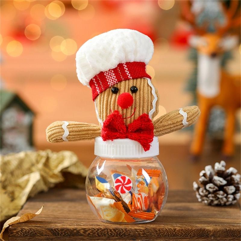Set of 6 Festival Fabric Christmas Treat Boxes Delicate Festival Gingerbreads Man Candy Containers for Christmas Sweets