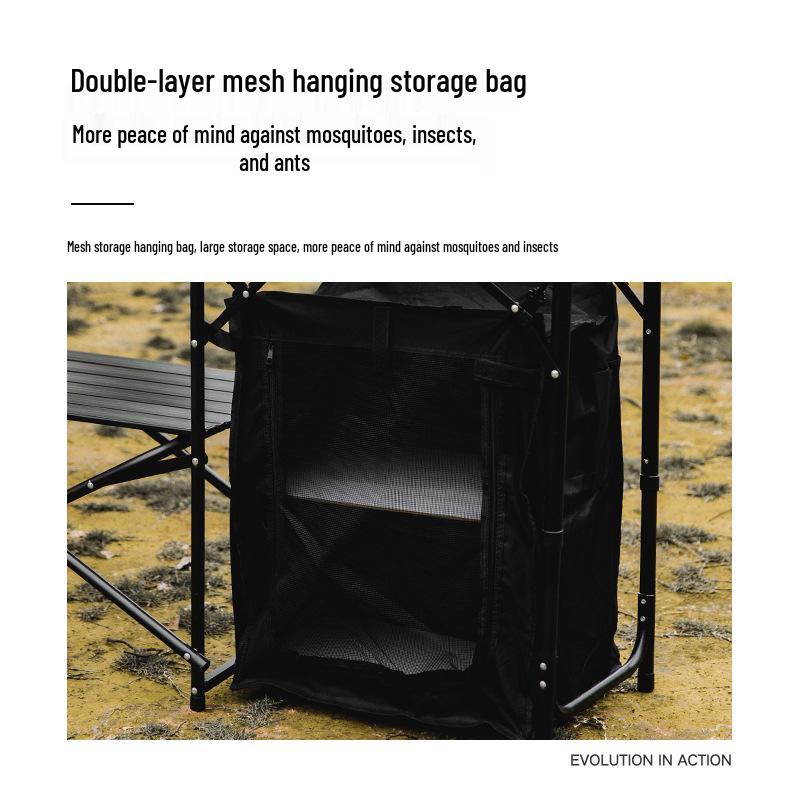 Portable Outdoor Camping Kitchen: Folding Stand with Grill, Fire Pit, and Tea Boiler for Mountain Adventures