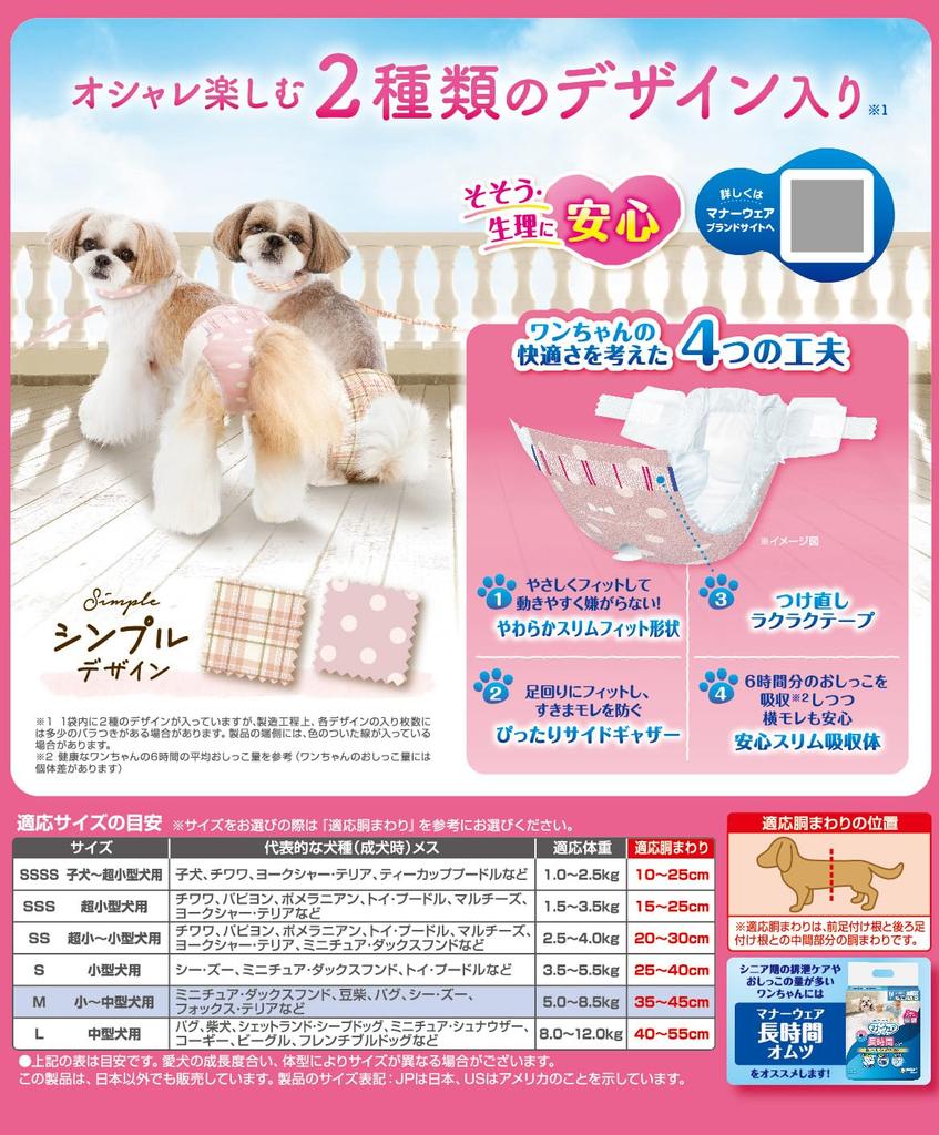Unicharm Unicharm As a Manners Wear for for Small To Medium Sized M Beige Check 34 Pieces X 2 Pieces [Sold Set] Girls, Dogs, Size, Denim,