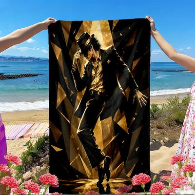 Michael Jackson Print Beach Towel, Versatile Lightweight Absorbent Beach Towel for Pool Surf Yoga Bathroom, Perfect Birthday Holiday Gift