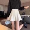 Women's High Waist Black A-line Umbrella Skirt - Plus Size, Anti-exposure, Hip-hugging