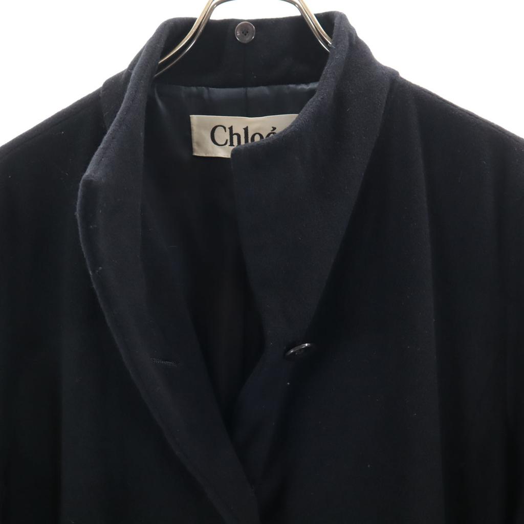Chloe Cashmere Stand Collar Long Coat 40 Black Series Women Used