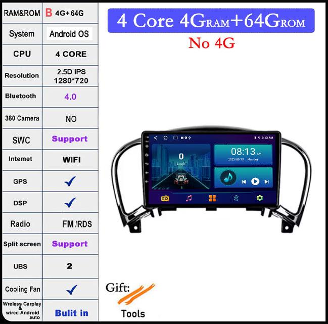 9" 2.5D Screen Android 14 Auto Multimedia Navigation GPS Auto Radio Video Stereo For Nissan Juke YF15 2010 2012 2013 2014