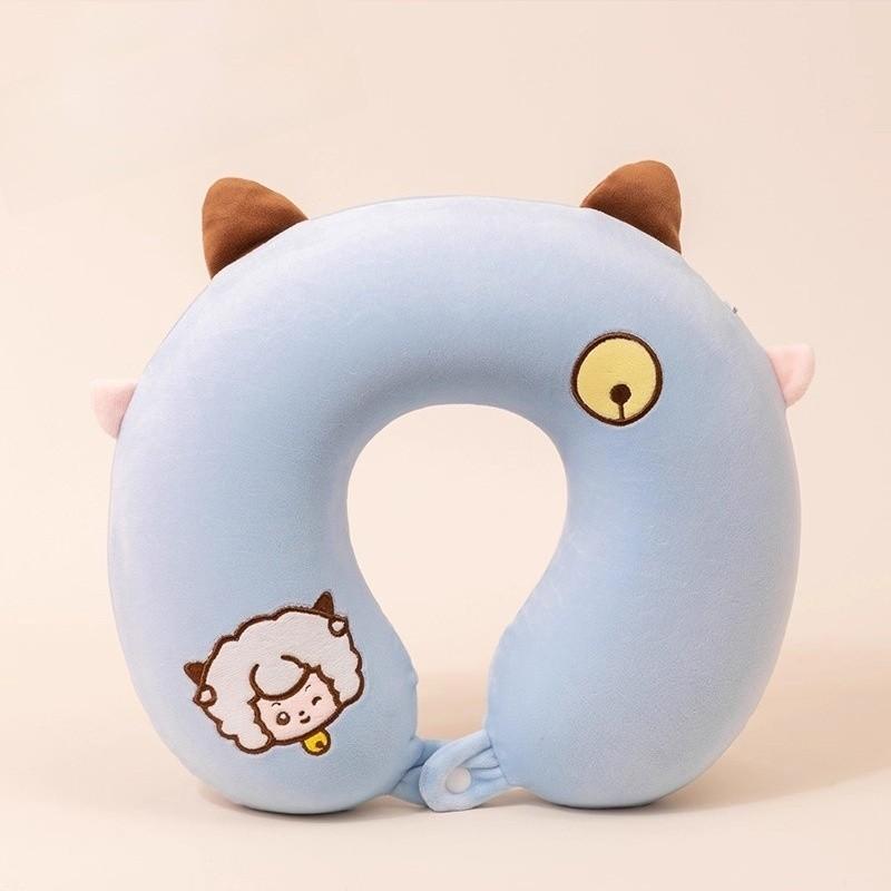 Pleasant Goat And Big Big Wolf Ushaped Memory Foam Neck Pillow For Travel And Office Comfort BlueSheep