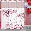Alishomtll No Hook Valentine's Day Shower Curtain with Snap In Liner, Red Pink Love Heart Tree Shower Curtain, White Double Shower Curtain, See