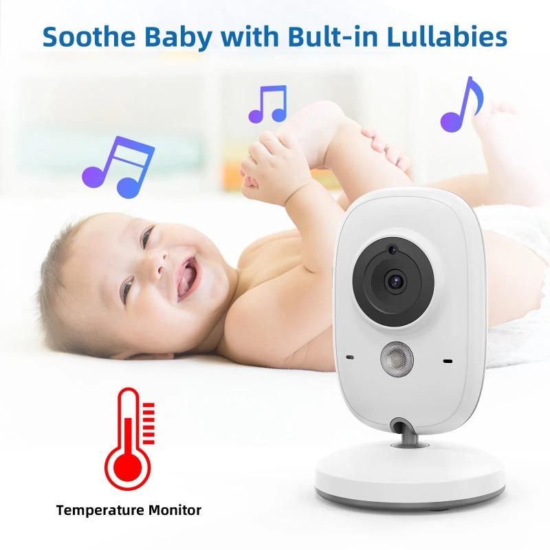 3.2 Inch Wireless Video Baby Monitor With Lullabies Auto Night Vision Two Way Intercom Temperature Monitoring Babysitter