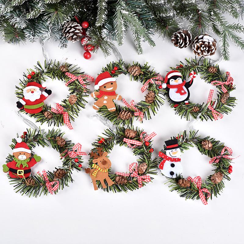 Christmas Wreath & Tree PVC Ornaments: Snowman, Reindeer, & Pine Cone Design