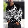 Men's Casual Autumn and Winter Printed Long-sleeved Crew Neck T-shirt