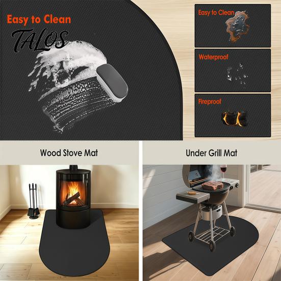 Heat Resistant Mat for Wood Stove under Grill Mats Outdoor Grill, Double-Sided Fireproof Pad Indoor Portable Pit Base Fireplace, Waterproof BBQ Floor