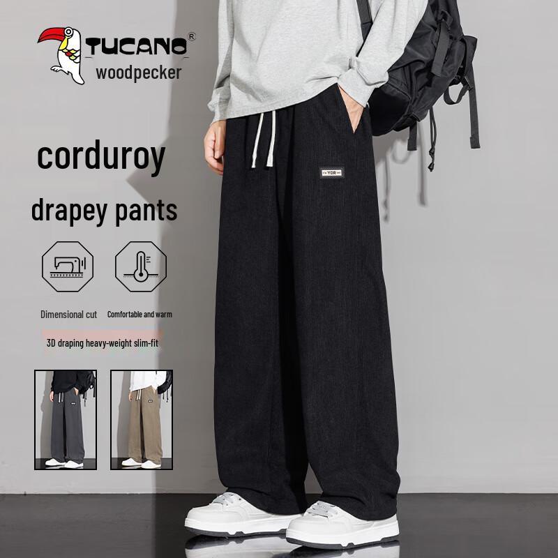 TUCANO Men s Corduroy Loose Straight Leg Casual Pants XL