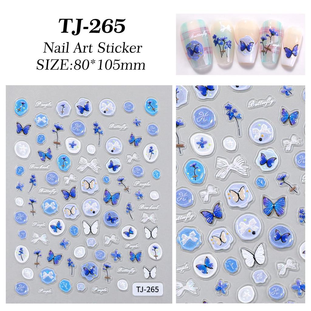 Azure Butterfly Nail Stickers - Dreamy, Colorful, Light Fresh Shell Design