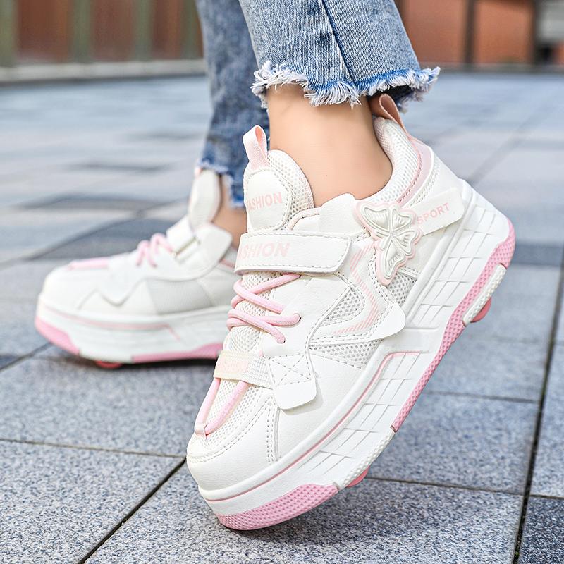 Scarpe per Bambini/Bambine Taglia 29-40 con Quattro Ruote Sportive Pattini a Rotelle Scarpe da Pattinaggio Rimovibili Scarpe da Pattinaggio a Rotelle Scarpe da Pattinaggio per Ragazza