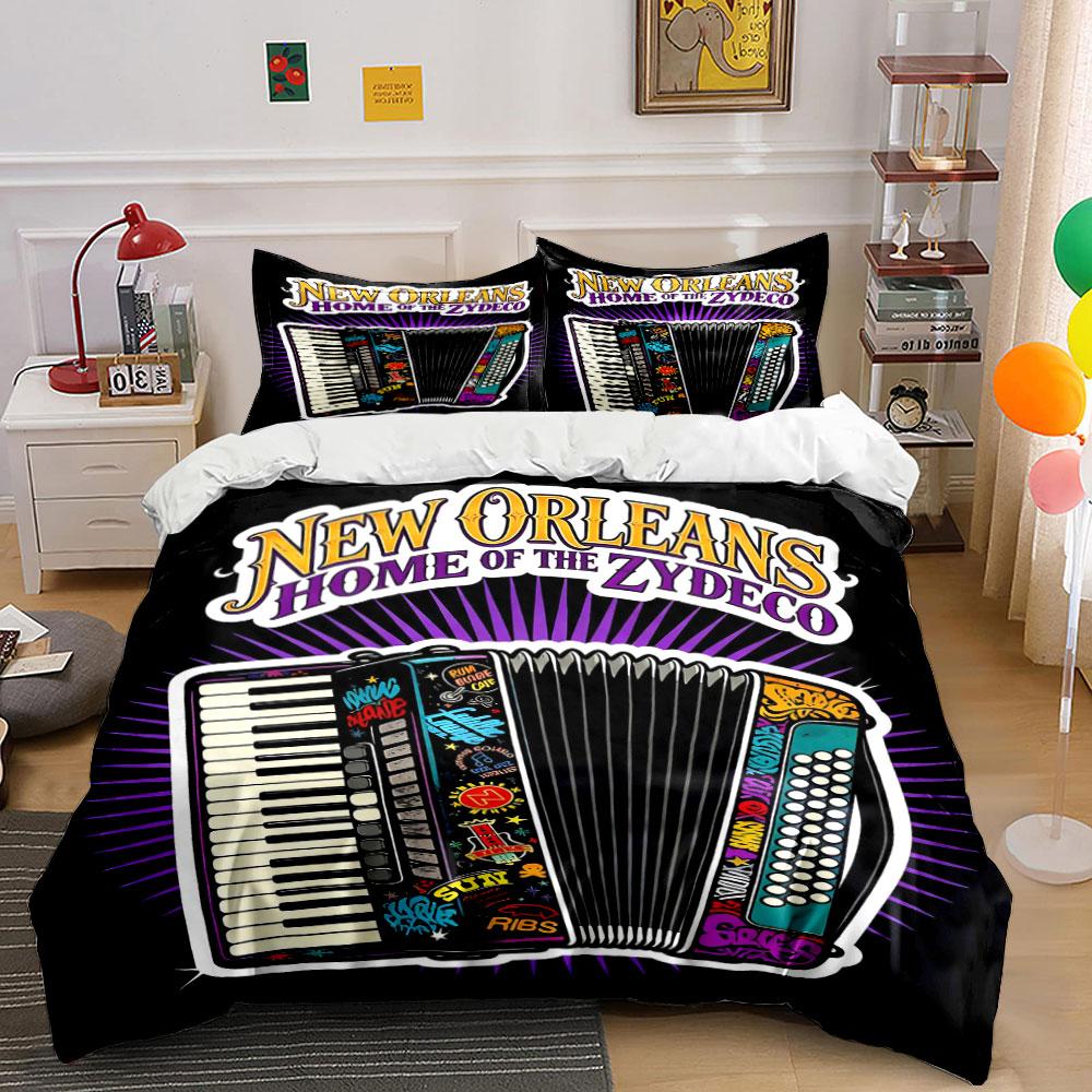 

Accordion and text design. Bedding sets Duvet cover sets Duvet covers Pillowcases(1 * Duvet Cover 2 * Pillowcases without duvet insert) 135x200cm