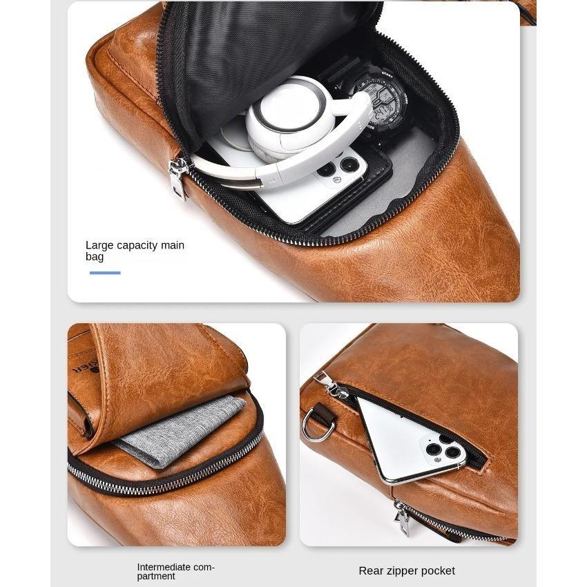 Hot Men's Bag Fashion Messenger Bags Large Capacity Luxury Designer Chest Bags Retro Single Shoulder Crossbody Backpacks