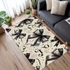Tapis de zone élégant avec imprimé nœud noir Tapis doux antidérapant pour salon Tapis de décoration intérieure de maison avec imprimé ruban nœud de luxe