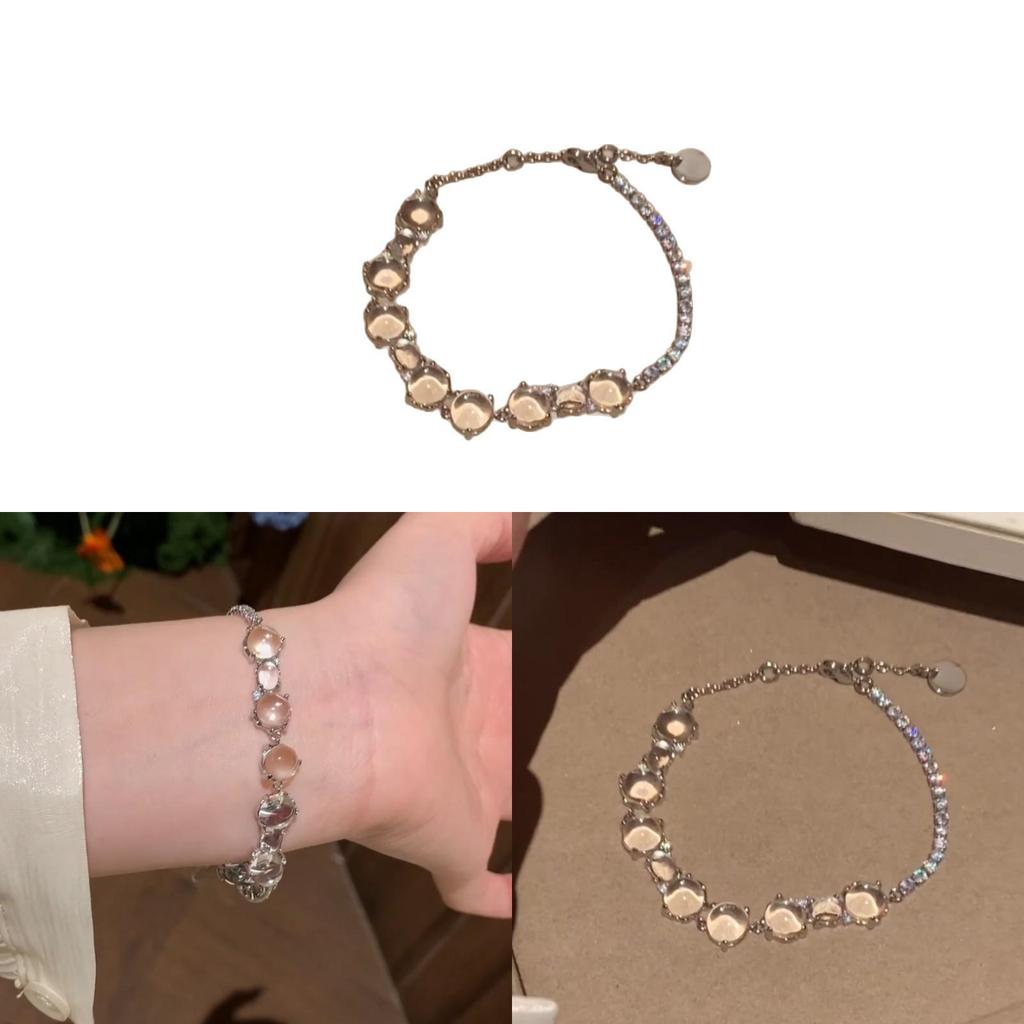 Copper Zircon Asymmetric Bracelet For Women With Geometric Design And Elegant Style