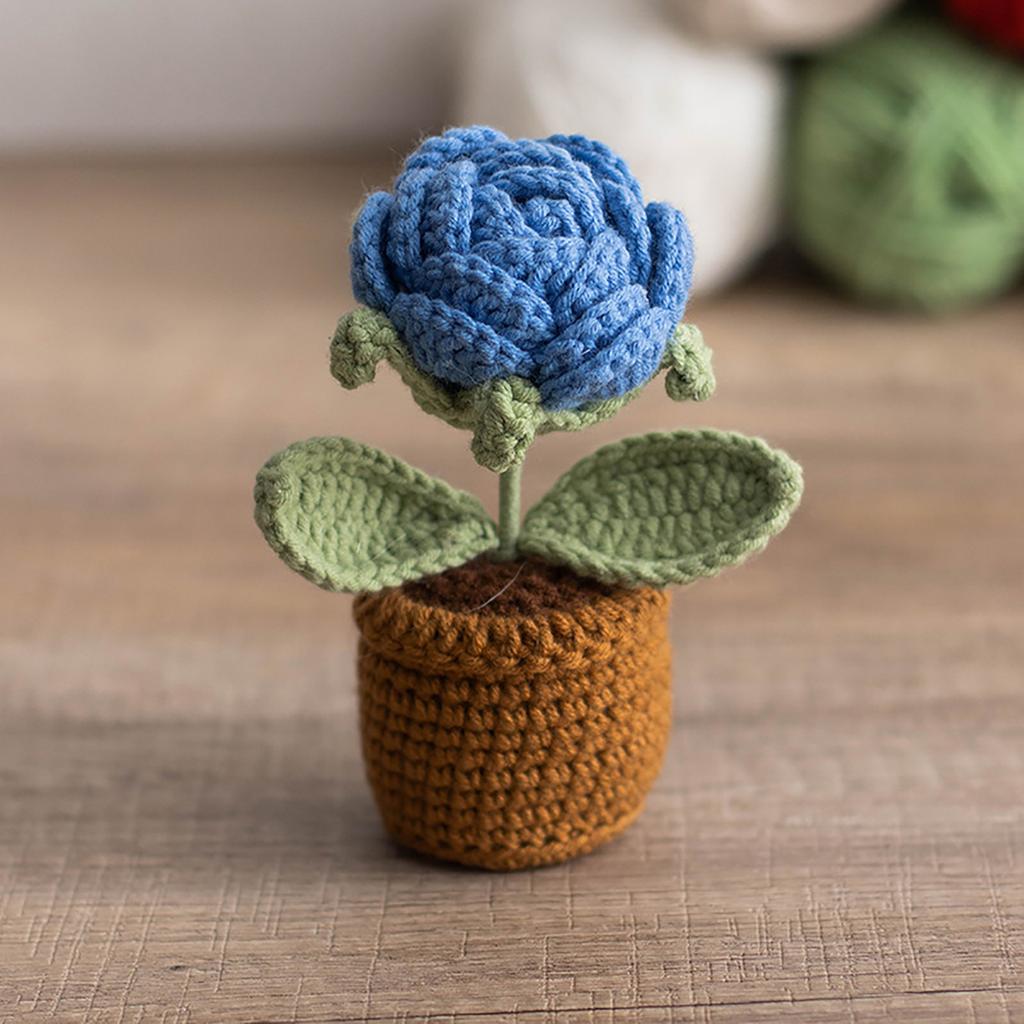 Háčkovaný slunečnicový košík Ručně pletené simulované slunečnice Květináčové ozdoby Sváteční dárky