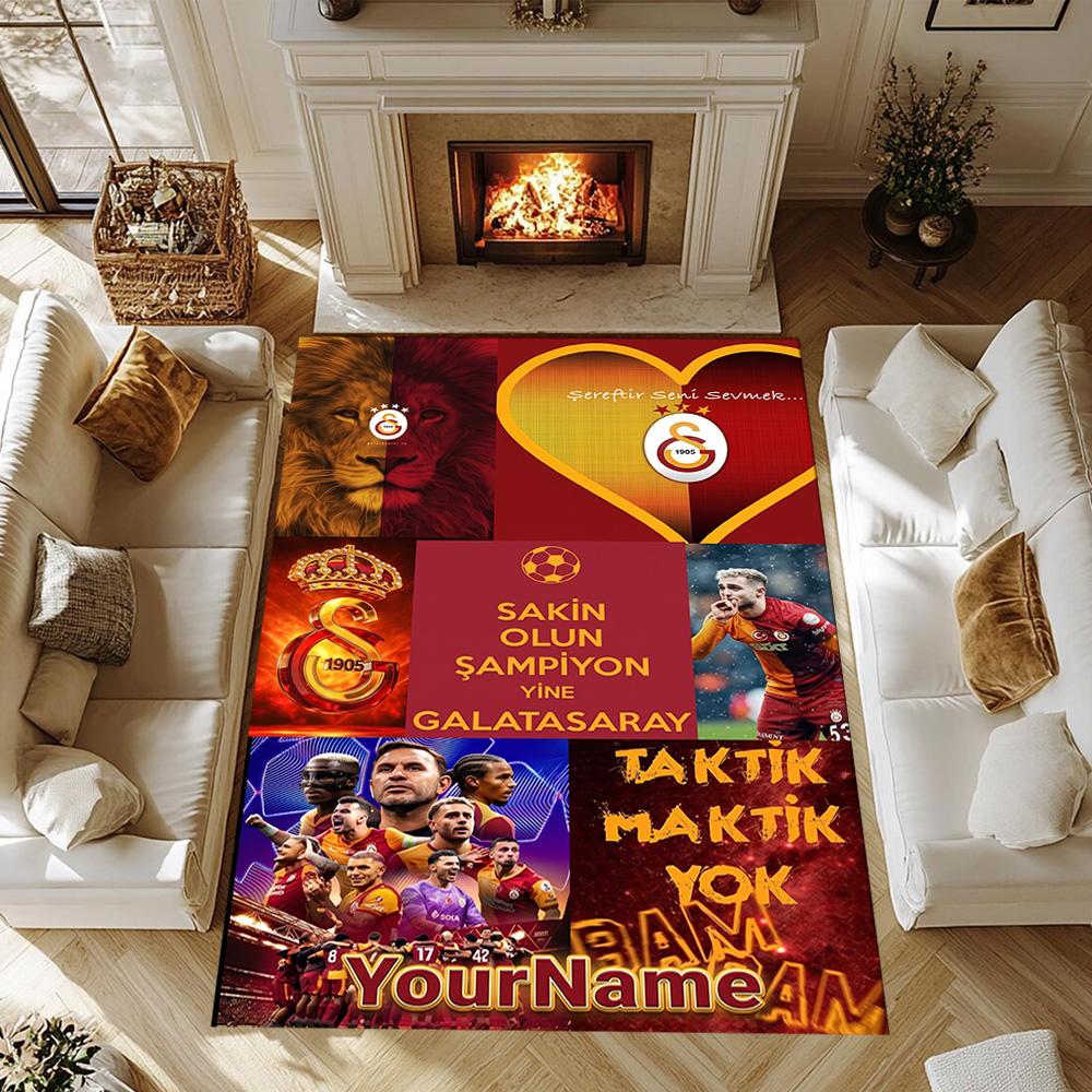 Galatasaray 360 Customized Name Floor Rug Office Rug Design for Dining Room Game Room Balcony Dormitory Anti-slip Rug Office Home Decor