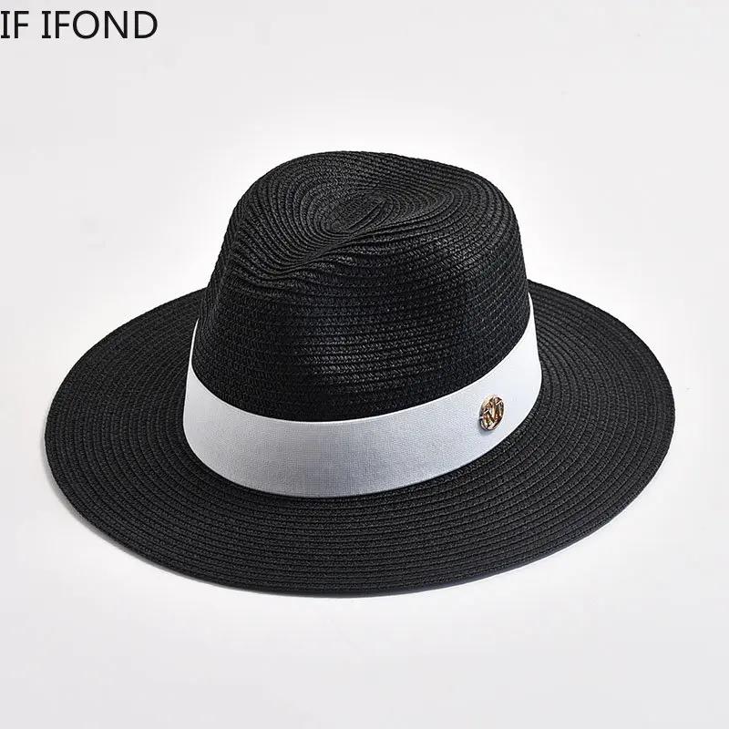 Summer Straw Hats For Women Men Panama Travel Beach Sun Hat Ribbon Decoration Elegant Luxury Jazz Hat