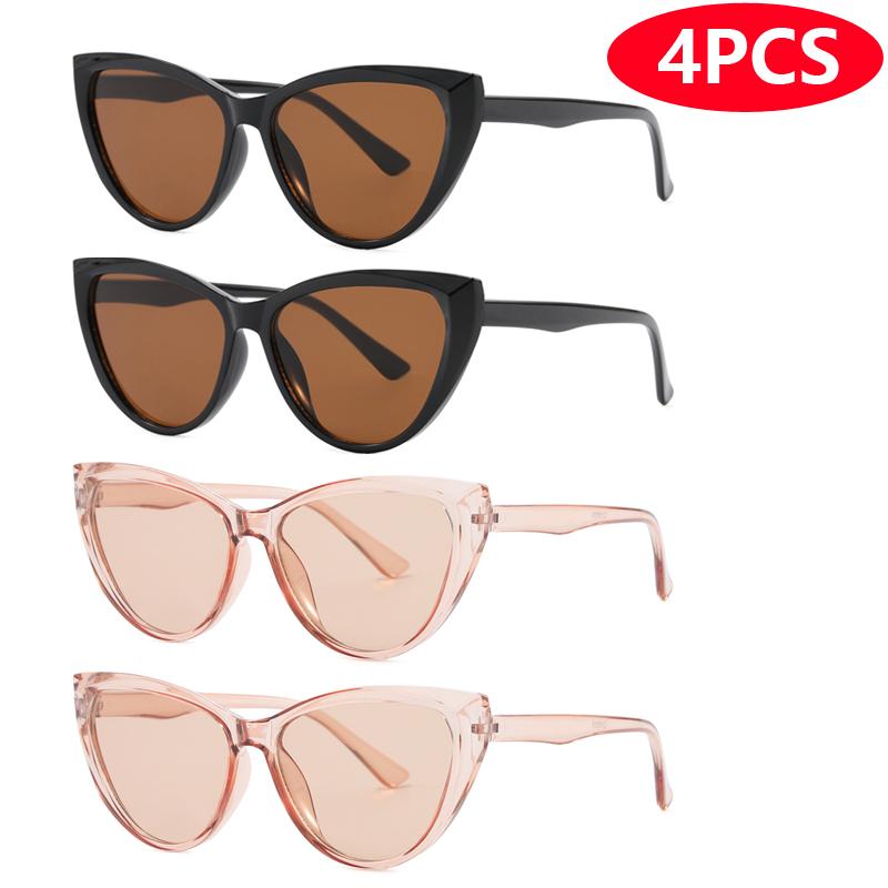 Car Sun Glasses 4 Pack Large Frame Cat Eye Sunglasses Women Men New Fashion Retro Glasses Brand Eyeglasses Unisex UV400