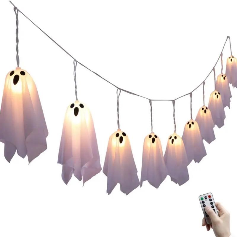 Halloween Party Glowing LED Colorful String Lights Hanging Spooky Atmosphere Ornament Horror Props for Haunted House Home Bar Festival Decor
