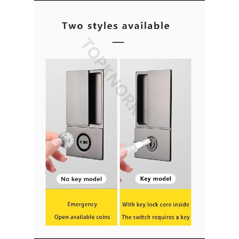 Invisible Pocket Door Lock with Double-Sided Handle Ghost Door Hook Minimalist Kitchen Sliding Door Lock for Home Security