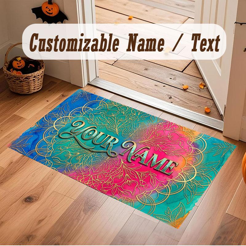 Abstract Personalized Theme Crystal Velvet Floor Rug Personalized Custom Name Text Warm Carpet Home Decoration