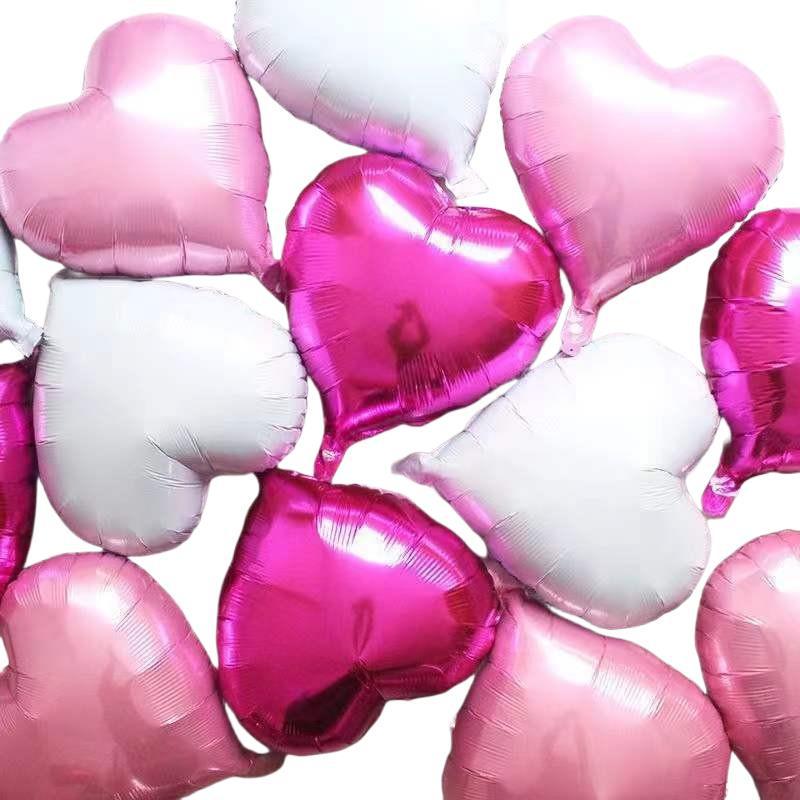 Qixi Valentine's Day Romantic Pink Heart & Star Balloons for Weddings & Birthdays