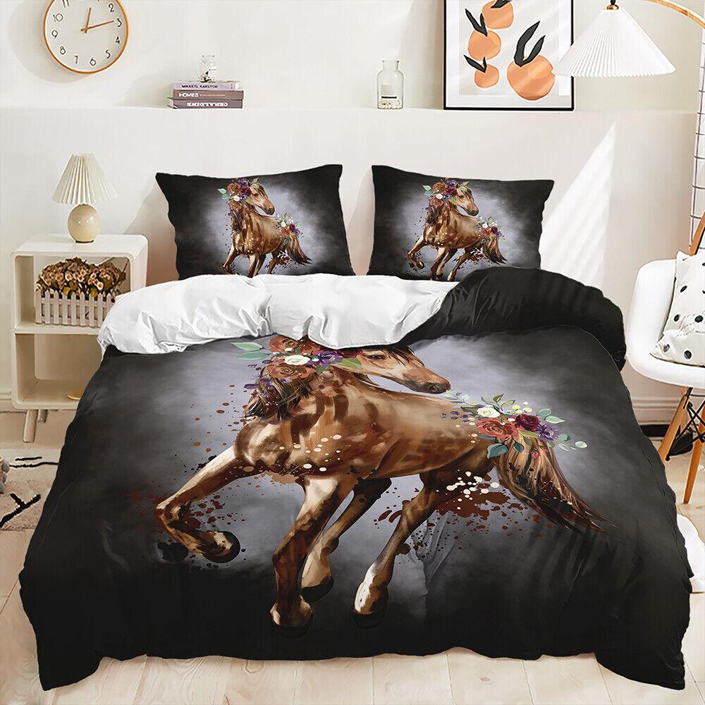 Floral Tiger Horse Cat Bulls Animal Print Home Decor Doona Duvet Quilt Cover Set