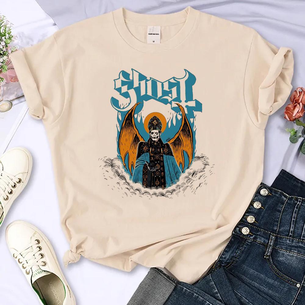 Ghost Band Top Women Designer T Shirt Female Japanese Manga Y2k Clothes