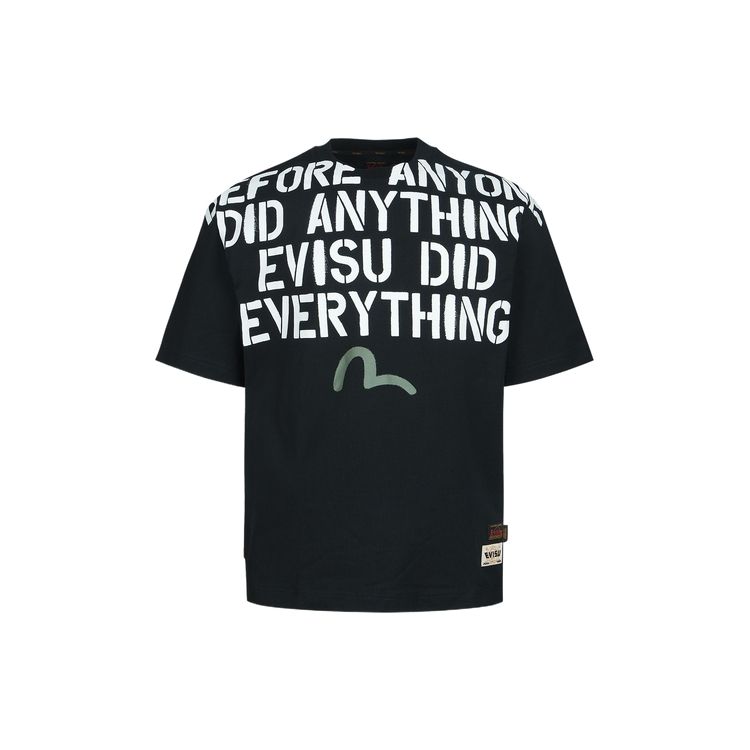 Evisu Seagull Lanyard Design Short Sleeve T-Shirt Unisex Tops Black 2ESHTM3TS693RXCT