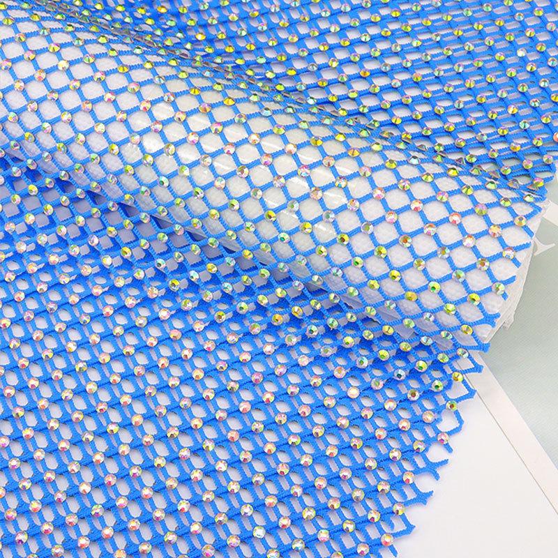 Tessuto a Rete Strass Cristallo Bling Lucido Elastico Scintillante Rete Traforata 1*5M Tessuto Fai da Te Abiti Borsa Creazione Decorazioni per Feste