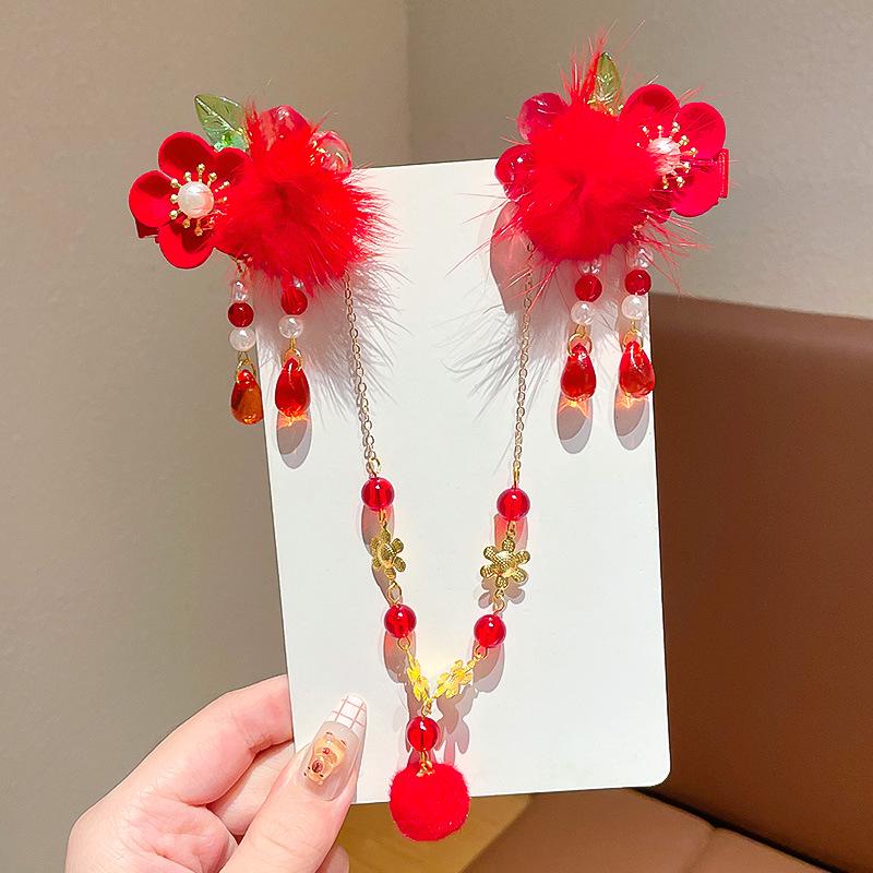 Acessórios de Cabelo Hanfu de Estilo Antigo: Adorno de Cabeça Infantil com Corrente de Testa, Franja e Design de Fada Princesa