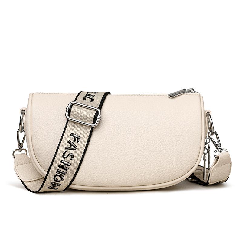 

Трендовая женская сумка с широким плечевым ремнем, сумка на одно плечо, повседневная сумка кроссбоди из мягкой кожи для женщин бежевый