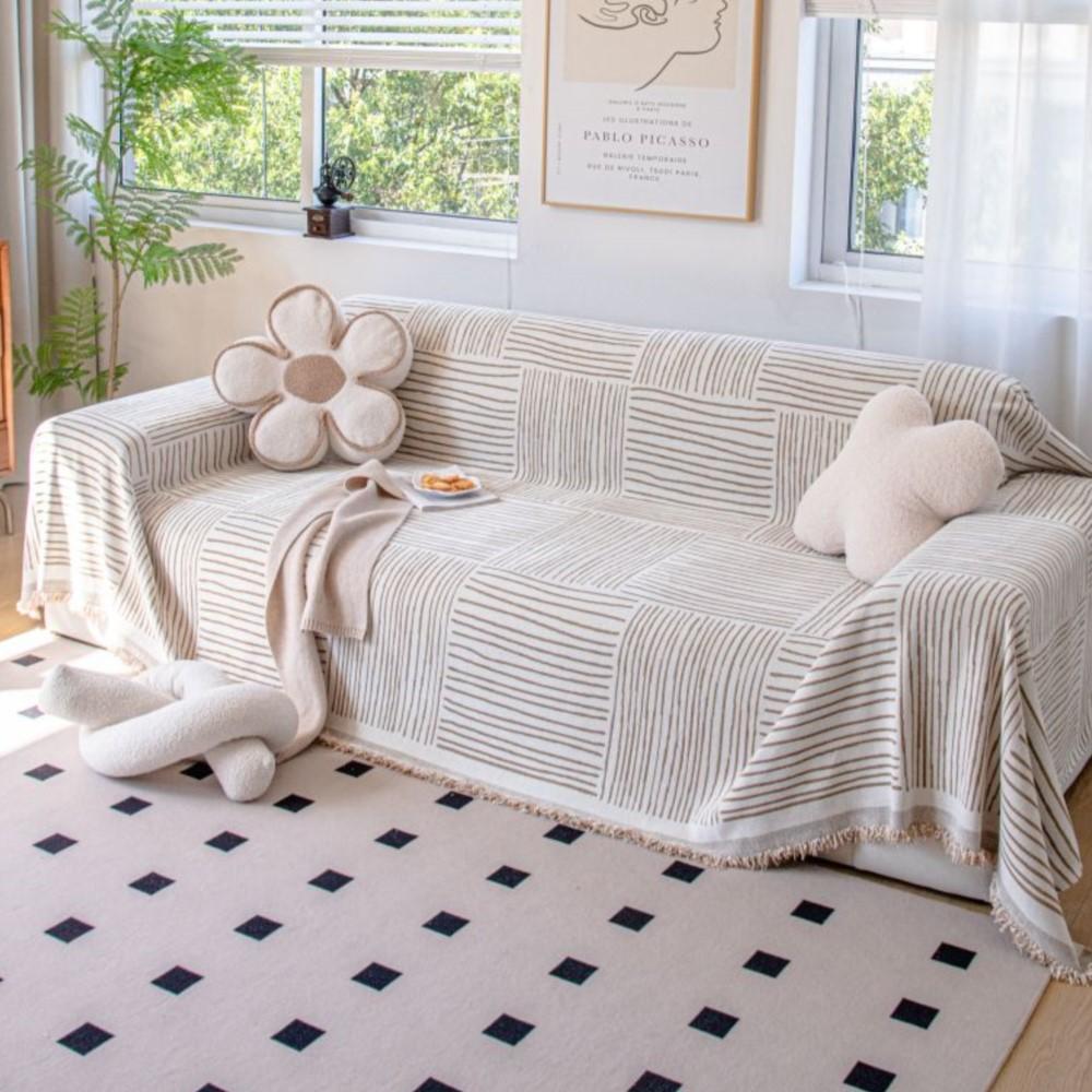 Chenille Line Sofa Cover Mat Throw Blankets Living Room Couple Position  Modern  Camping Picnic Blanket Cover